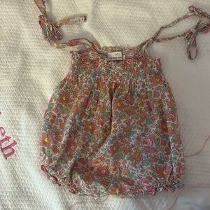 Sal & Pimenta pink Betsy liberty print bubble with bow ties